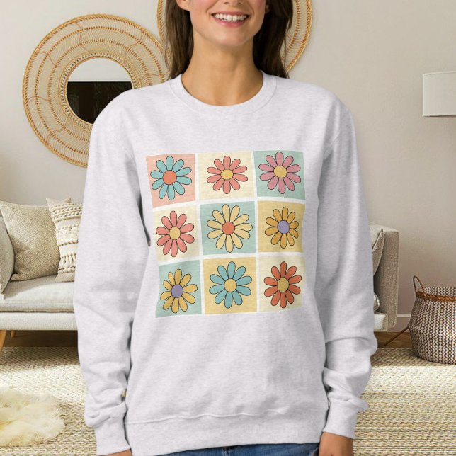Moletom Retro Daisy Sweatshirt – Cute Floral Shirts (Criador carregado)