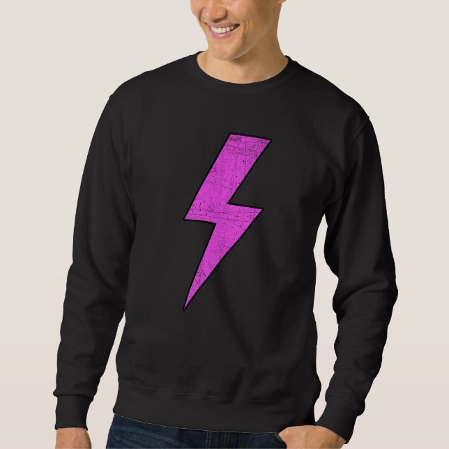 Moletom Retro Distressed Front & Back PINK Lightning Bolt  (Frente)