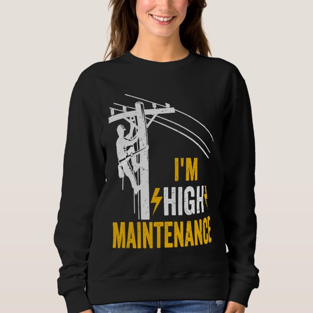 Moletom Retro Electrician Lineman Journeyman I'm High Main (Frente)