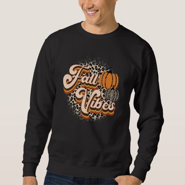 Moletom Retro Fall Vibes Leopard Pumpkin Happy Thanksgivin (Frente)