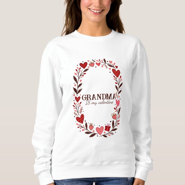 Moletom Retro Floral Heart Valentine Custom Grandma Mom (Frente)