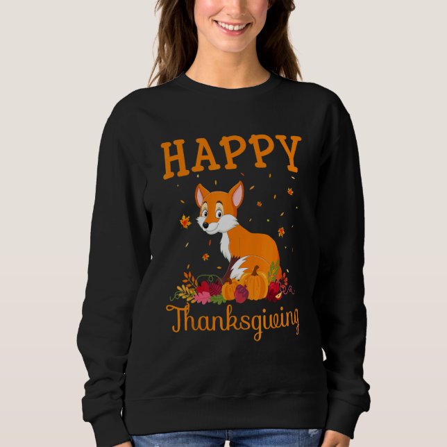 Moletom Retro Fox Happy Thanksgiving Matching Family Pajam (Frente)