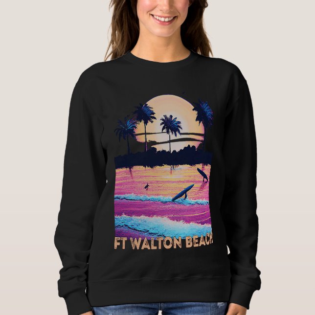 Moletom Retro Ft Walton Beach Florida Souvenir Surf (Frente)