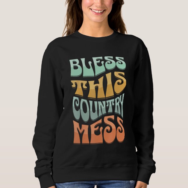 Moletom Retro Funny Christian shirts, BLESS THIS COUNTRY M (Frente)