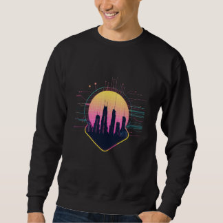 Moletom Retro Futuristic Neon Cityscape Tech