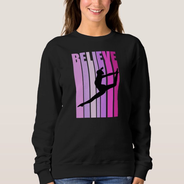 Moletom Retro Girls Gymnastics Acredita em Bonitas Mulhere (Frente)