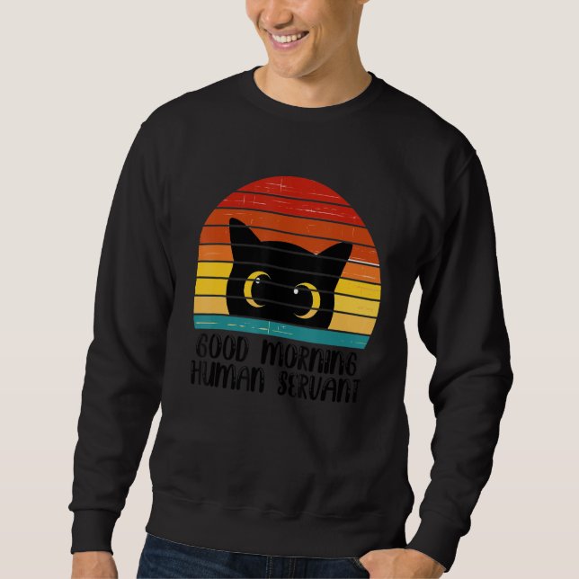 Moletom Retro Good Morning Human Servant Matching Black Ca (Frente)