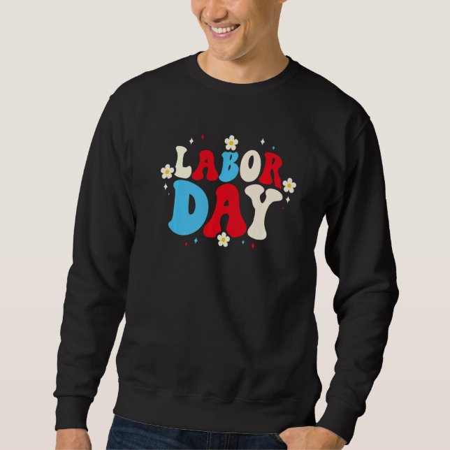 Moletom Retro Groovy American Flag Happy Labor Day Patriot (Frente)