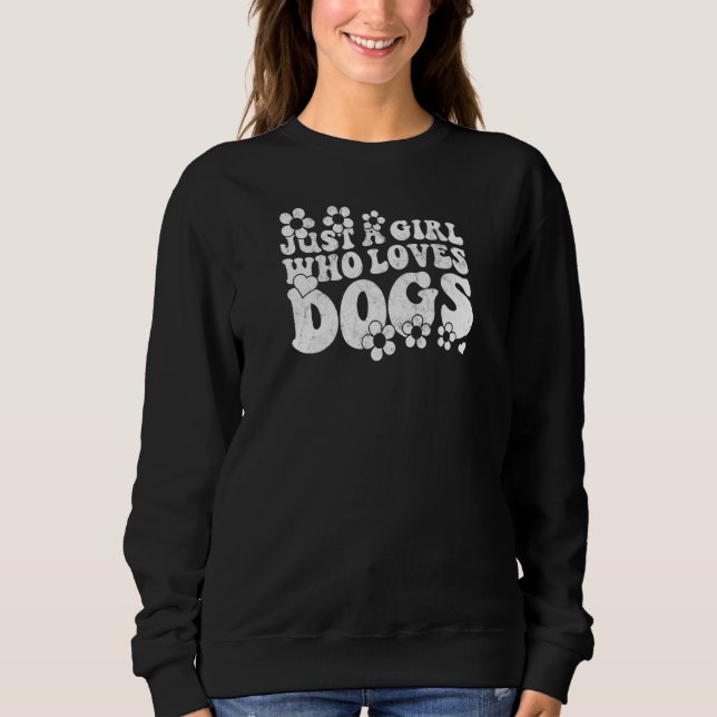 Moletom Retro Groovy Boho Hippie Just A Girl Who Loves Dog (Frente)
