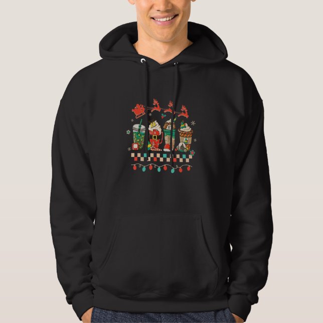 Moletom Retro Groovy Christmas Coffee Women Winter Cozy Xm (Frente)