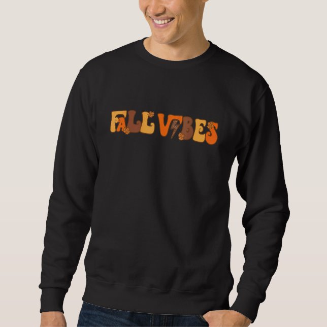 Moletom Retro Groovy Fall Vibes Pumpkin Spice Obrigado de  (Frente)