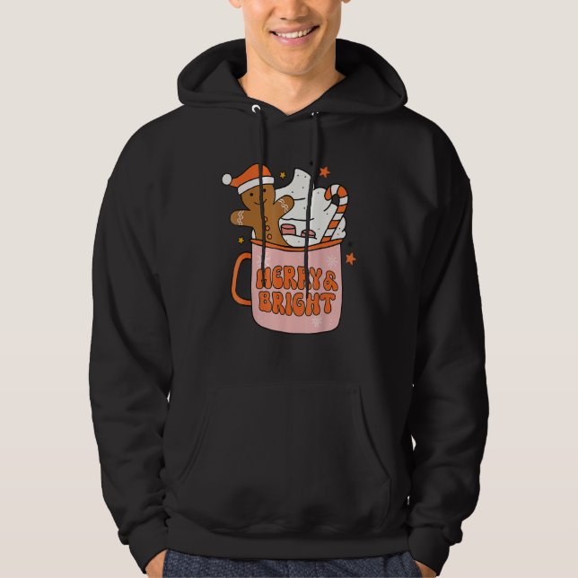 Moletom Retro Groovy Feliz E Bright Gingerbird Christma (Frente)
