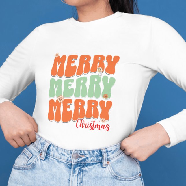 Moletom Retro Groovy Feliz Natal Boho Laranja e Verde (Criador carregado)