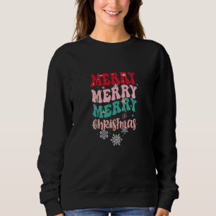 Moletom Retro Groovy Feliz Texto ondulado de Natal