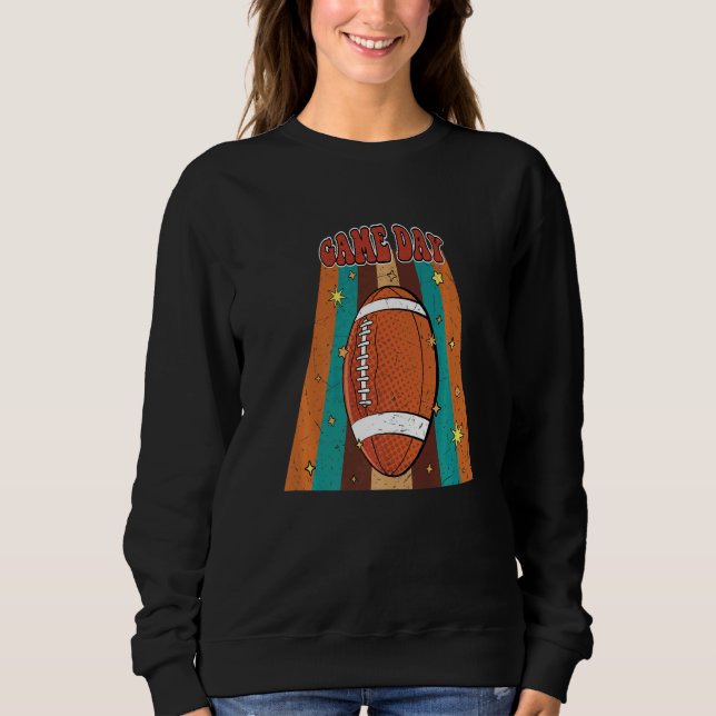 Moletom Retro Groovy Football Game Day Family Matching Foo (Frente)