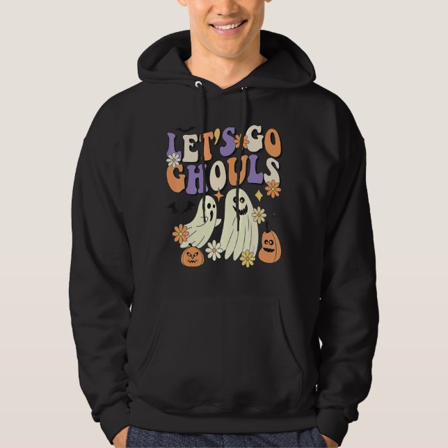 Moletom Retro Groovy Go Ghouls Boo Ghost Halloween C (Frente)