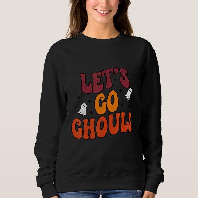 Moletom Retro Groovy Go Ghouls Halloween Ghost Outfi (Frente)