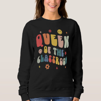 Moletom Retro Groovy Queen Of The Classroom Teacher Back T
