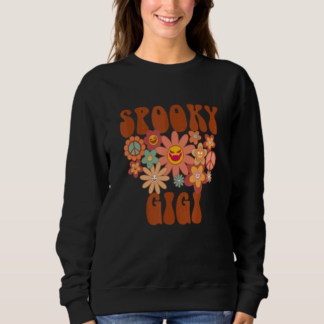 Moletom Retro Groovy Spooky Gigi Fall Halloween Thanksgivi (Frente)