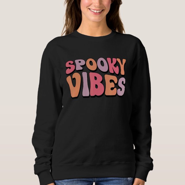 Moletom Retro Groovy Spooky Vibes Figurino de Halloween (Frente)