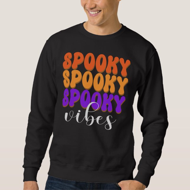 Moletom Retro Groovy Spooky Vibes Halloween (Frente)