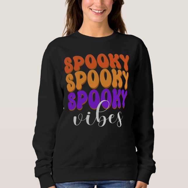 Moletom Retro Groovy Spooky Vibes Halloween (Frente)