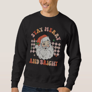 Moletom Retro Groovy Stay Merry And Bright Santa Claus Chr