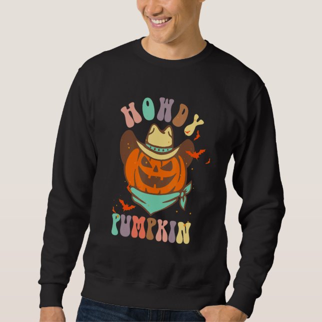 Moletom Retro Howdy Pumpkin Fall Autumn Western Halloween  (Frente)
