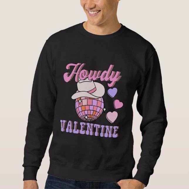 Moletom Retro Howdy Valentine Heart Disco Groovy Western C (Frente)