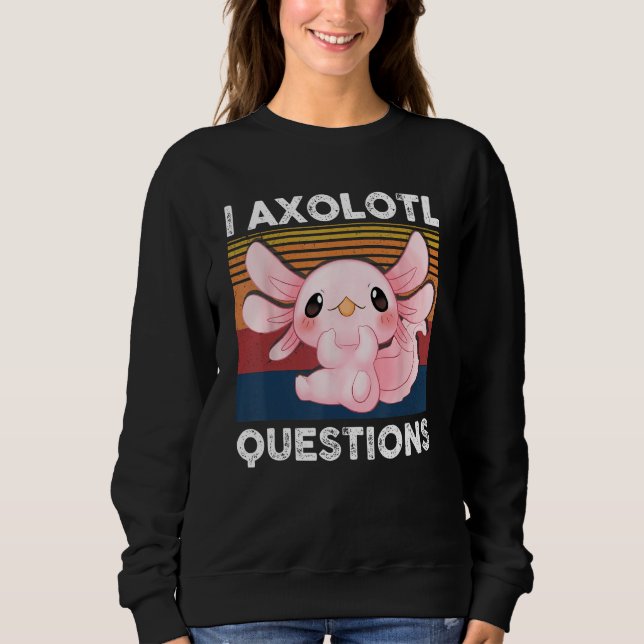 Moletom Retro I Axolotl Question Pink Salamander Kids Mom  (Frente)