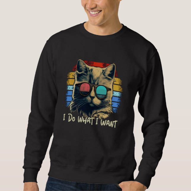 Moletom Retro I do what I want cat  80s 90s style cat (Frente)