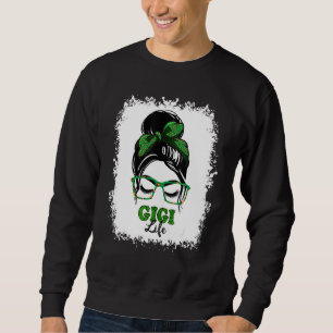 Moletom Retro Irish Messy Bun Gigi Life Shamrock Patrick