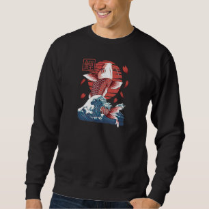 Moletom Retro Japonês Koi Fish Excelente Wave Kanagawa