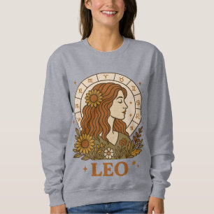 Moletom Retro Leo Zodíaco Boho Floral Astrologia