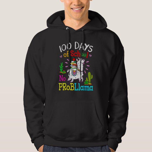 Moletom Retro Llama & Books Happy 100 Days Of School No Pr (Frente)