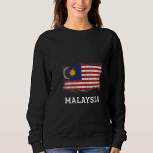Moletom Retro Malásia Flag Shirt Vintage Malaio Grunge