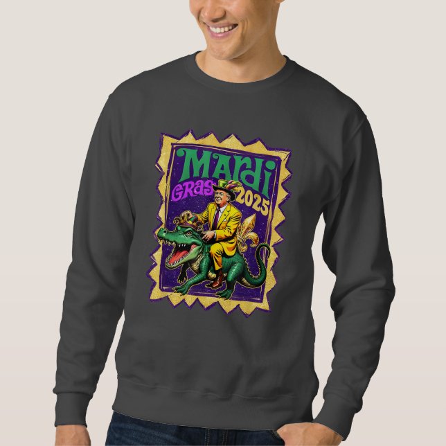 Moletom Retro Mardi Gras Funny Trump Mardi Gras 2025 (Frente)