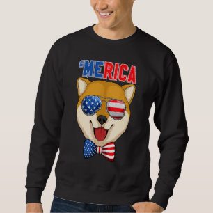 Moletom Retro Merica Shiba Inu American Flag Óculos de sol