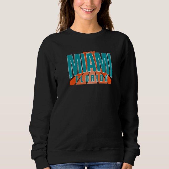 Moletom Retro Miami OrangeBlue-Teal Cool Miami FL Striped  (Frente)