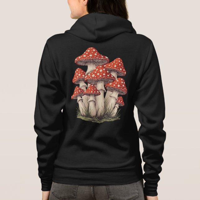 Moletom Retro Mushroom Cluster Art - Women’s Zip-Up Hoodie (Verso)