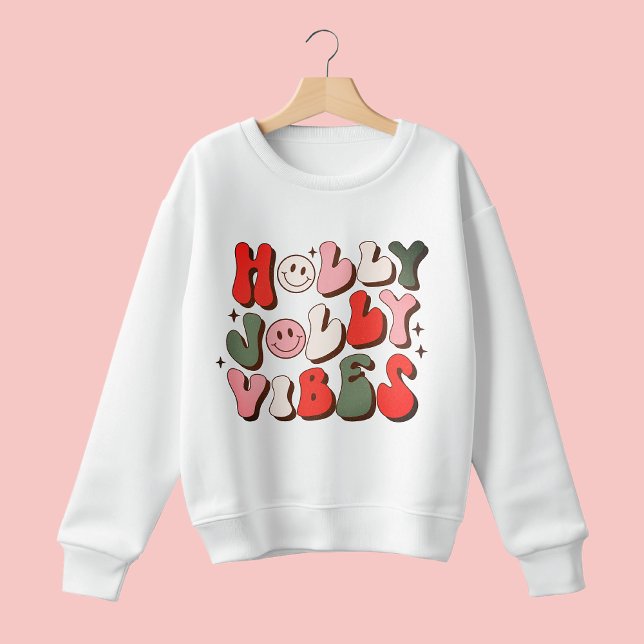 Moletom Retro Natal Holly Jolly Vibes Feriados de Trendy (Criador carregado)