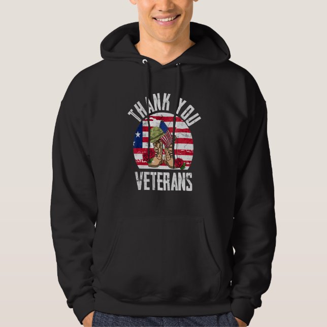 Moletom Retro Obrigado Veteranos Combatem Botas Flor Veter (Frente)