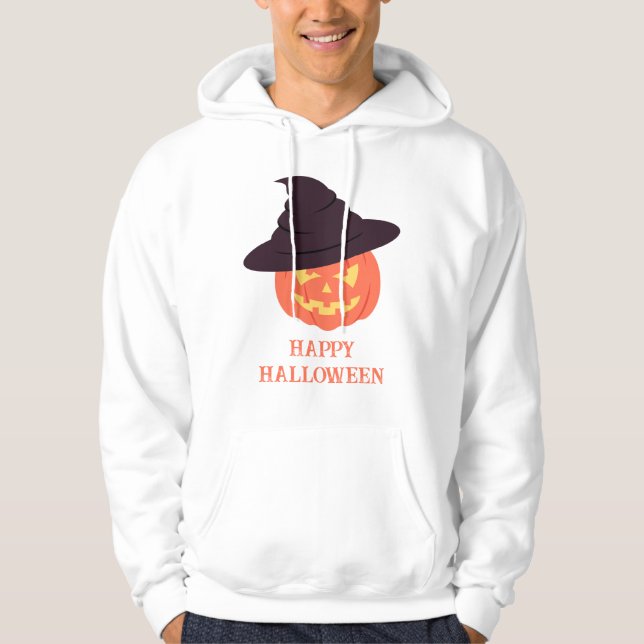 Moletom Retro Orange Pumpkin Happy Halloween Hoodie (Frente)