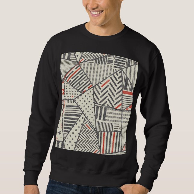 Moletom Retro Patch: Abstrato Geométrico Design (Frente)