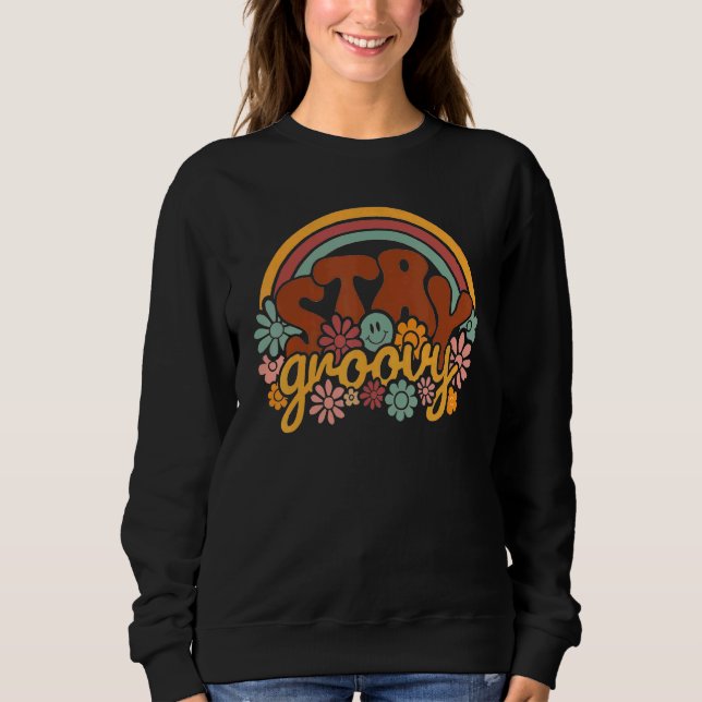 Moletom Retro Permaneça Groovy Sinal de Paz Love 60S 70S H (Frente)