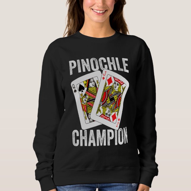 Moletom Retro Pinochle Champion Jogo Jogador de Placa Corr (Frente)