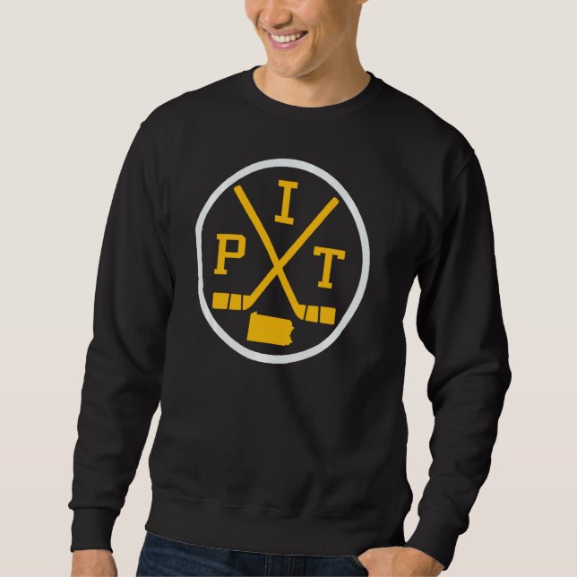 Moletom Retro Pittsburgh Hockey Emblem Vintage Pit Pullove (Frente)