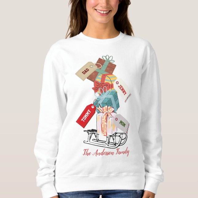 Moletom Retro Red White Cute Family Nome das Mulheres de N (Frente)