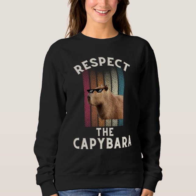 Moletom Retro  Respect The Capybara Rodent Animal Joke Pul (Frente)