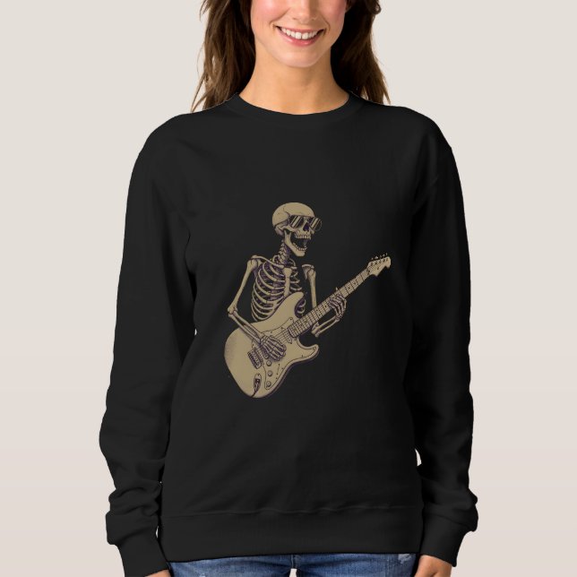 Moletom Retro Rock Skeleton Guitar Graphic (Frente)